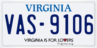 VA license plate VAS9106