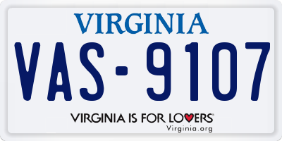 VA license plate VAS9107