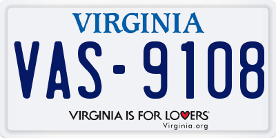 VA license plate VAS9108