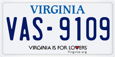 VA license plate VAS9109