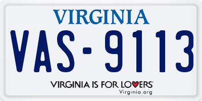 VA license plate VAS9113