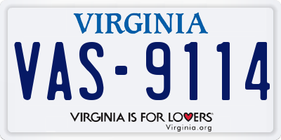 VA license plate VAS9114