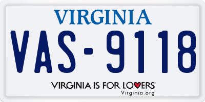 VA license plate VAS9118