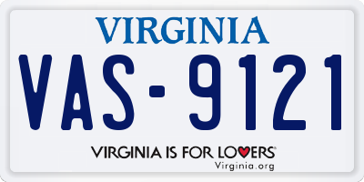 VA license plate VAS9121