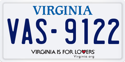 VA license plate VAS9122