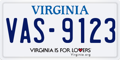 VA license plate VAS9123