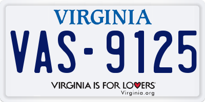 VA license plate VAS9125