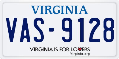 VA license plate VAS9128