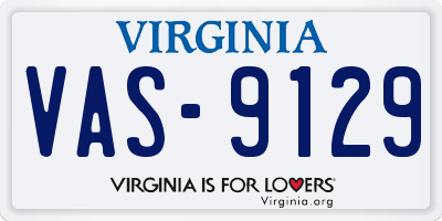 VA license plate VAS9129