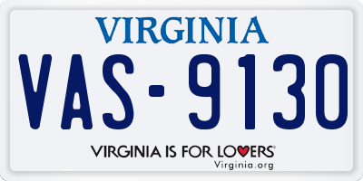 VA license plate VAS9130