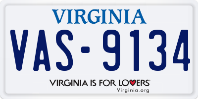 VA license plate VAS9134