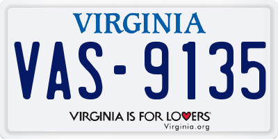 VA license plate VAS9135