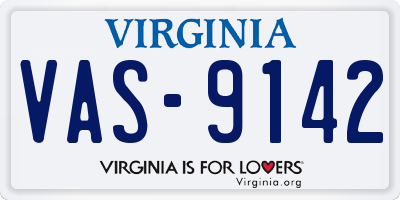 VA license plate VAS9142