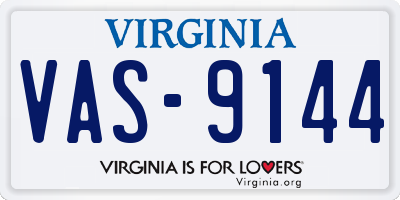 VA license plate VAS9144