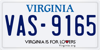 VA license plate VAS9165