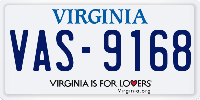 VA license plate VAS9168