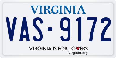 VA license plate VAS9172