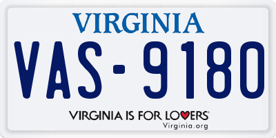 VA license plate VAS9180