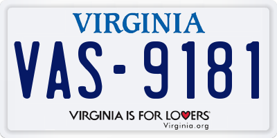 VA license plate VAS9181