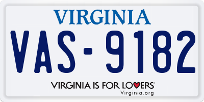 VA license plate VAS9182