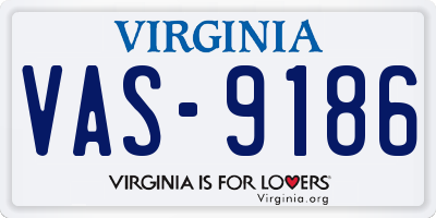 VA license plate VAS9186