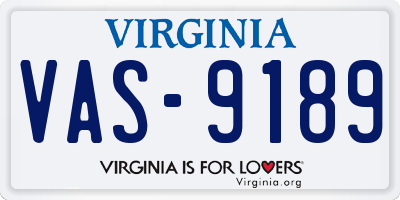 VA license plate VAS9189