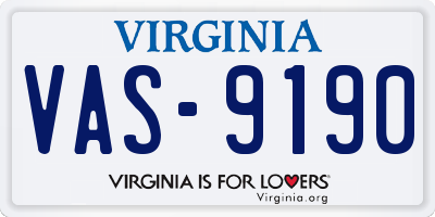 VA license plate VAS9190