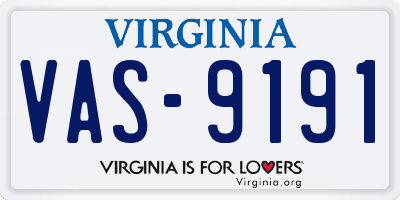 VA license plate VAS9191