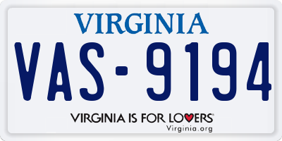 VA license plate VAS9194