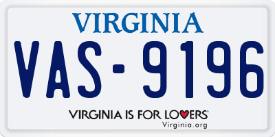 VA license plate VAS9196