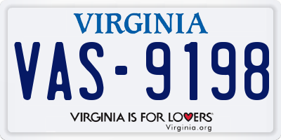 VA license plate VAS9198