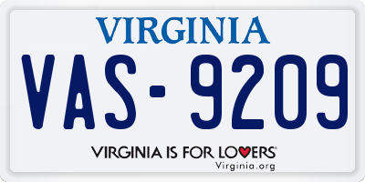 VA license plate VAS9209