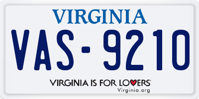 VA license plate VAS9210