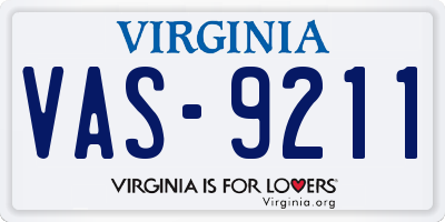 VA license plate VAS9211