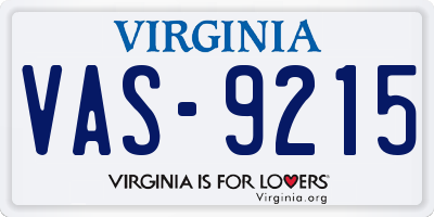 VA license plate VAS9215