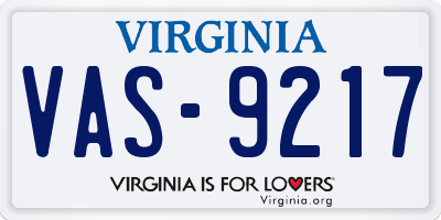 VA license plate VAS9217