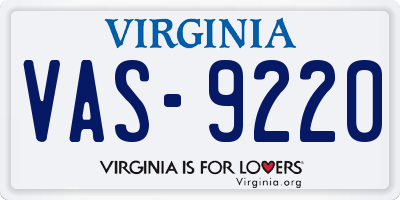 VA license plate VAS9220