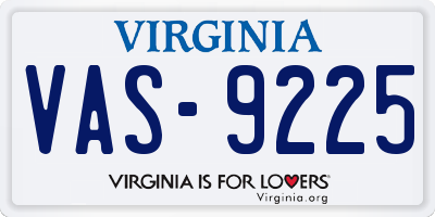 VA license plate VAS9225