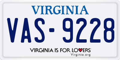 VA license plate VAS9228