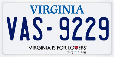 VA license plate VAS9229