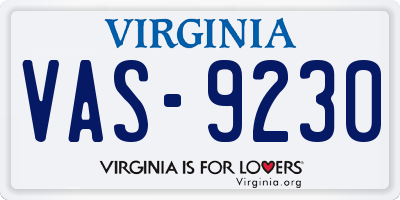 VA license plate VAS9230