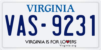 VA license plate VAS9231