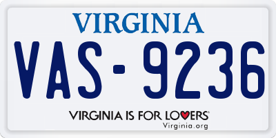 VA license plate VAS9236