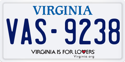 VA license plate VAS9238