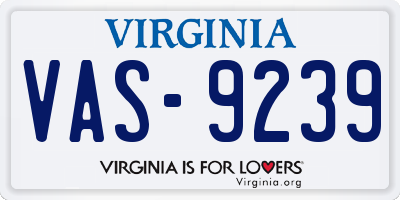 VA license plate VAS9239