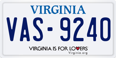 VA license plate VAS9240