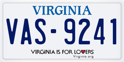 VA license plate VAS9241