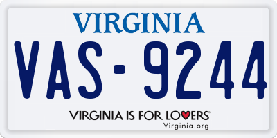 VA license plate VAS9244