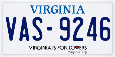 VA license plate VAS9246