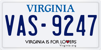 VA license plate VAS9247